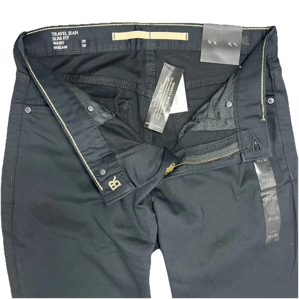 Banana Republic Mens Slim Fit Travel Jean Stretch Black Pants 29x30